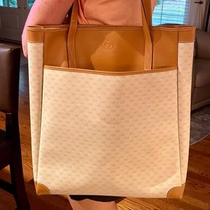 Gucci Beige Canvas & Leather Tote Bag